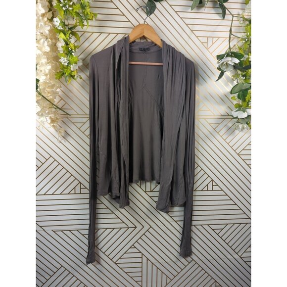 THEORY Women's Thin Cardiagn Open Front Viscose Blend Soft Brown Size P - Picture 2 of 8